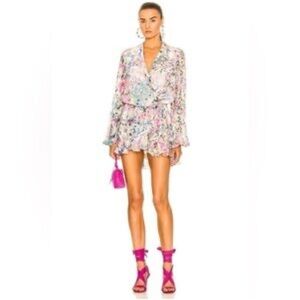 Rococo Sand Floral Wrap Mini Dress